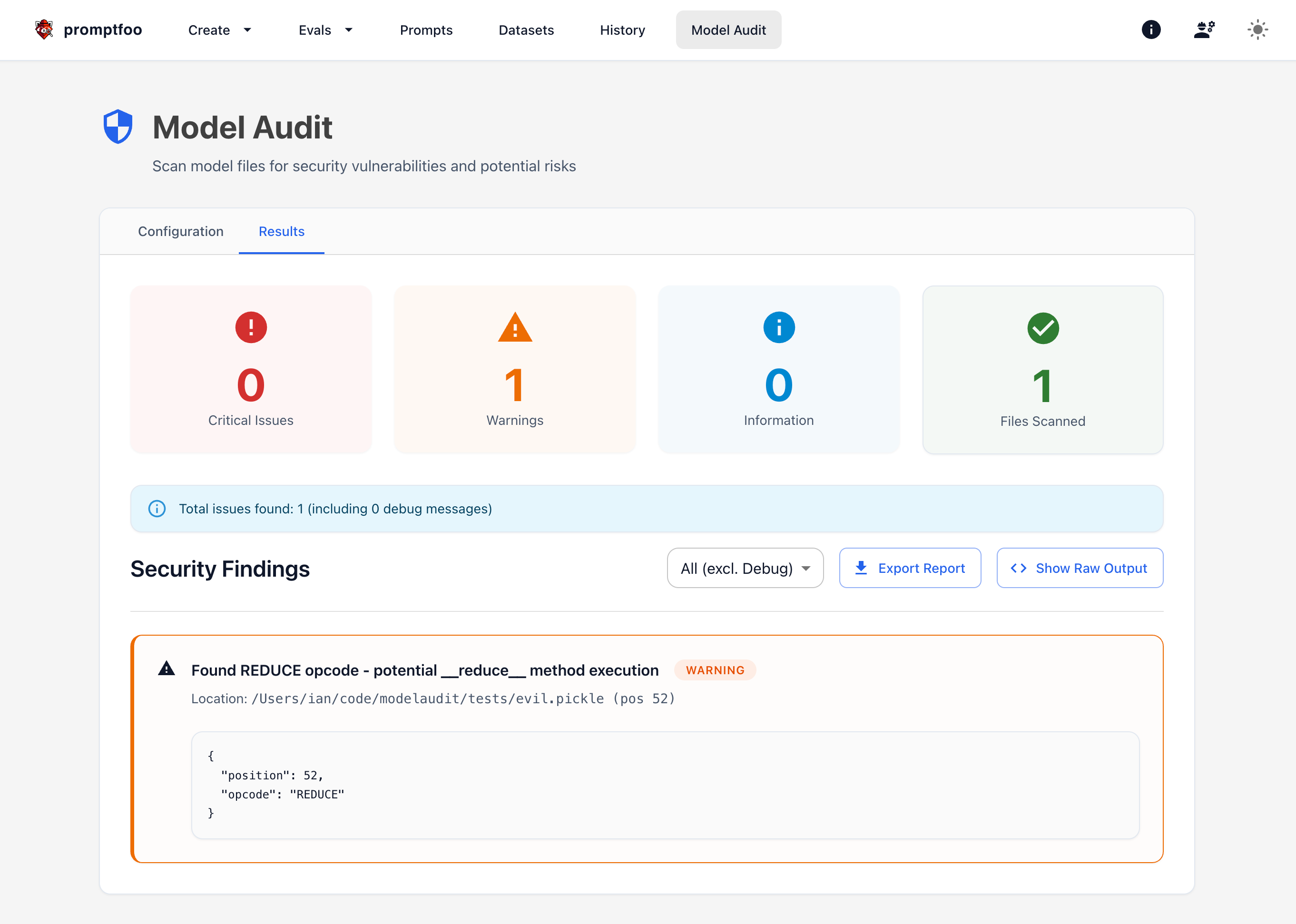 modelaudit ui