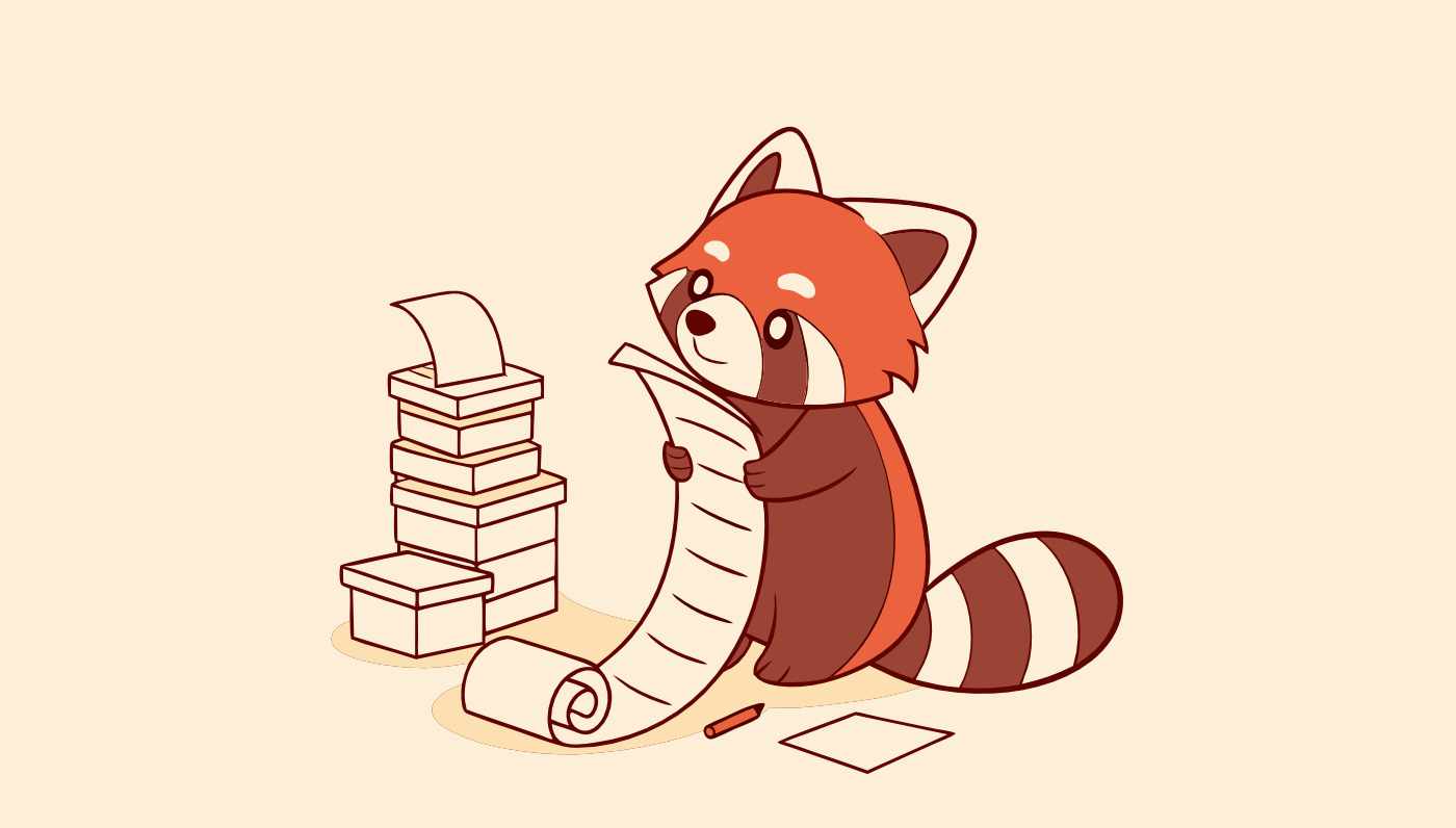 Illustration of a red panda auditing LLM security checklist