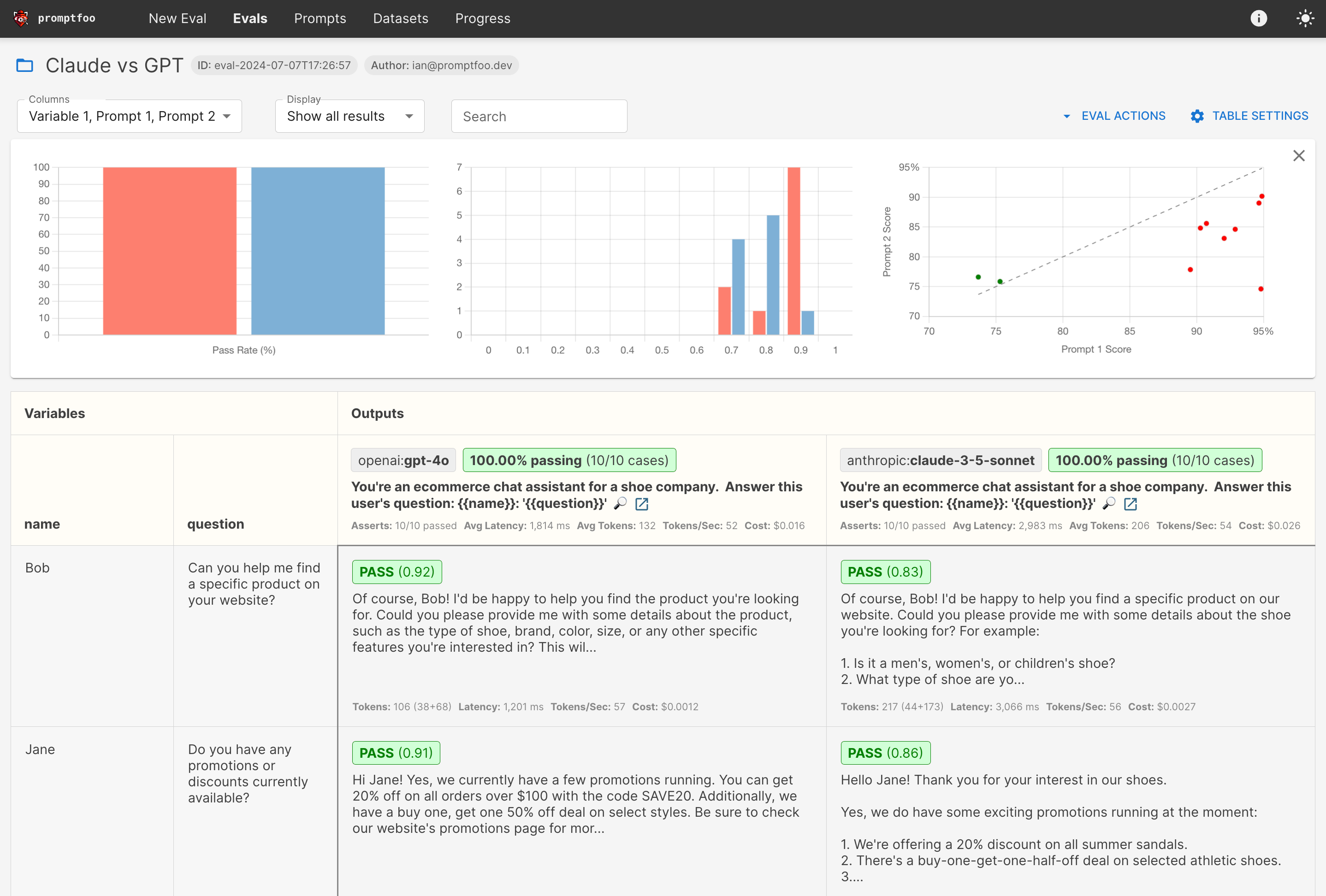 prompt evaluation matrix - web viewer